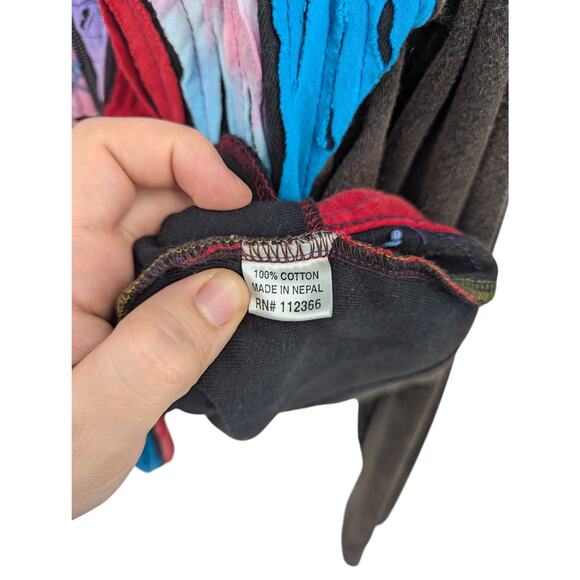 Artsy XL Patchwork Design 100% Cotton Hoodie Floral Detail Boho Hippie Festival - Picture 2 of 5